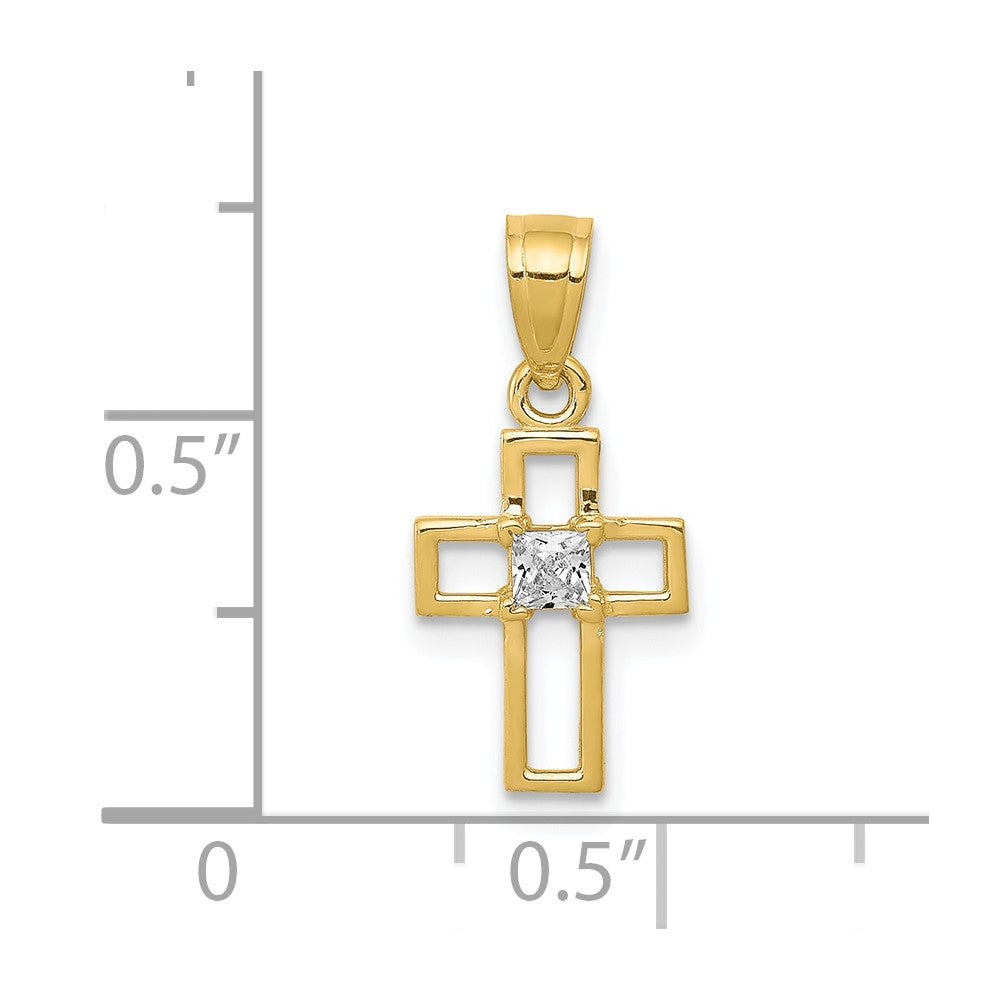 10k Yellow Gold 10k Small CZ Cross Pendant