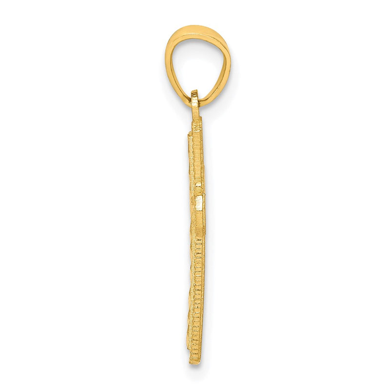 10k Yellow Gold Diamond-Cut Cross Pendant