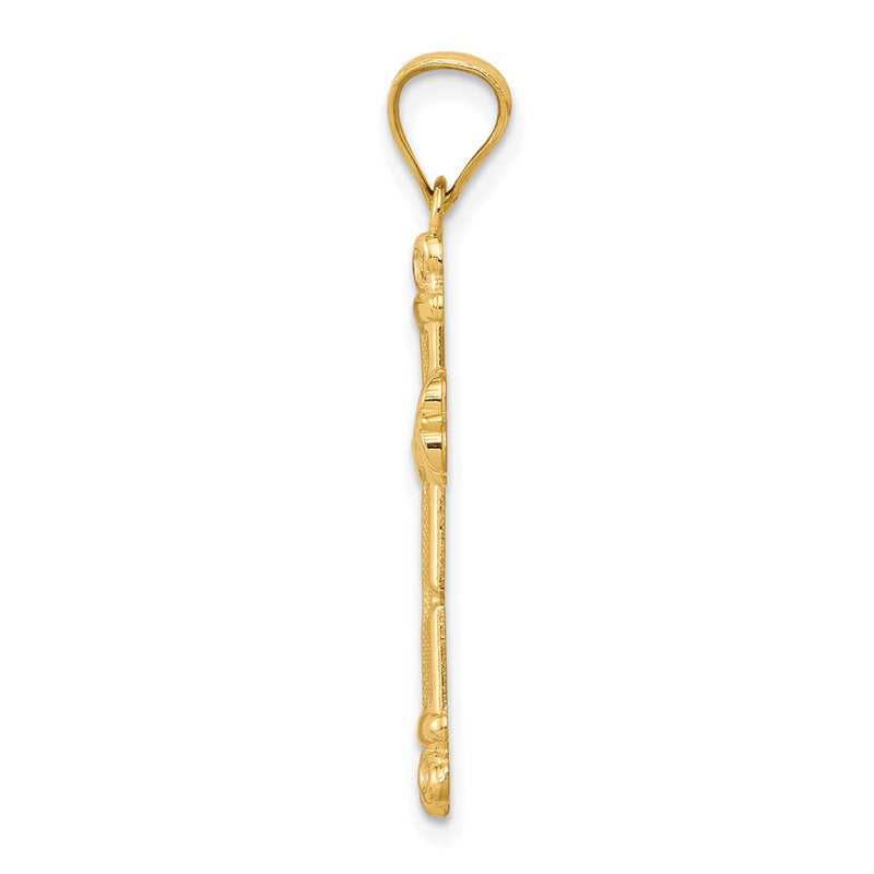 10k Yellow Gold Fleur de Lis Cross Pendant