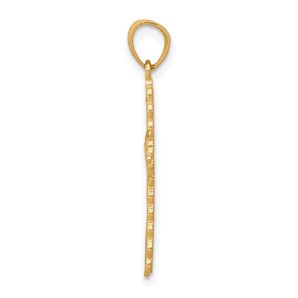 10k Yellow w/Rhodium w/ Rhodium Diamond-Cut Cross Pendant