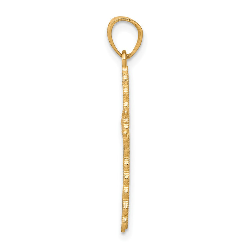 10k Yellow w/Rhodium w/ Rhodium Diamond-Cut Cross Pendant