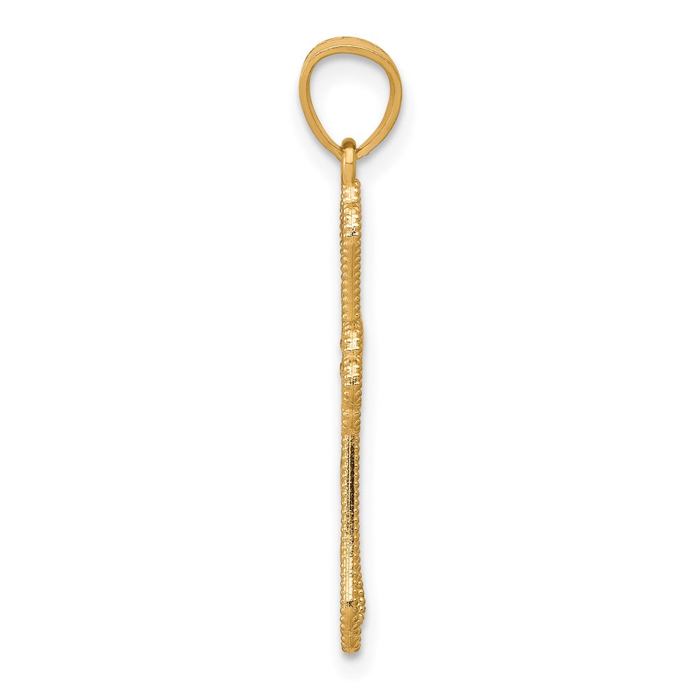 10k Yellow w/Rhodium w/ Rhodium Diamond-Cut Cross Pendant