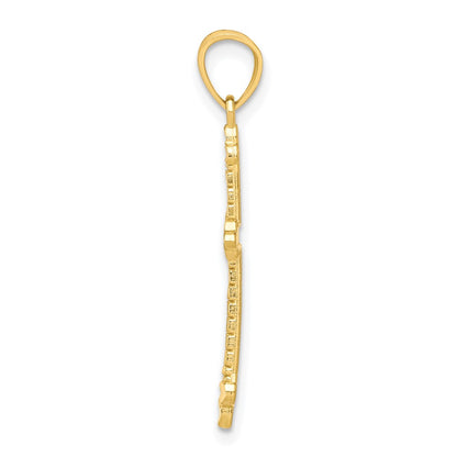 10k Yellow Gold Budded Cross Pendant