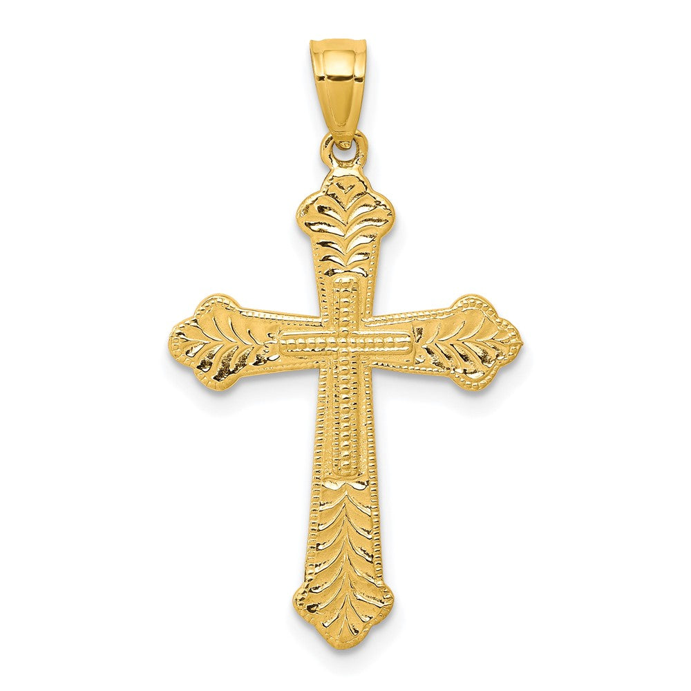 10k Yellow Gold Budded Cross Pendant