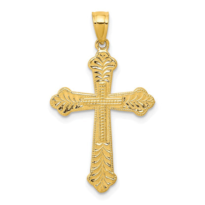 10k Yellow Gold Budded Cross Pendant
