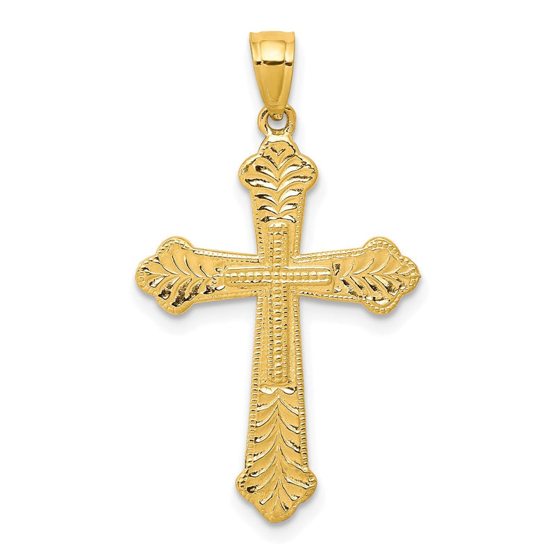 10k Yellow Gold Budded Cross Pendant