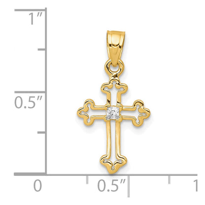 10k Yellow Gold 10k Small CZ Cross Pendant