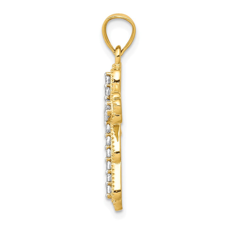 10k Yellow Gold 10k CZ Filigree Cross Pendant