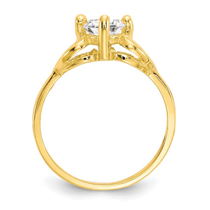 10K Yellow Gold Cz Polished Baby Ring