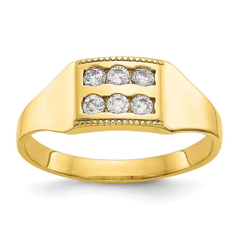 10K Yellow Gold Cz Polished Child'S Ring