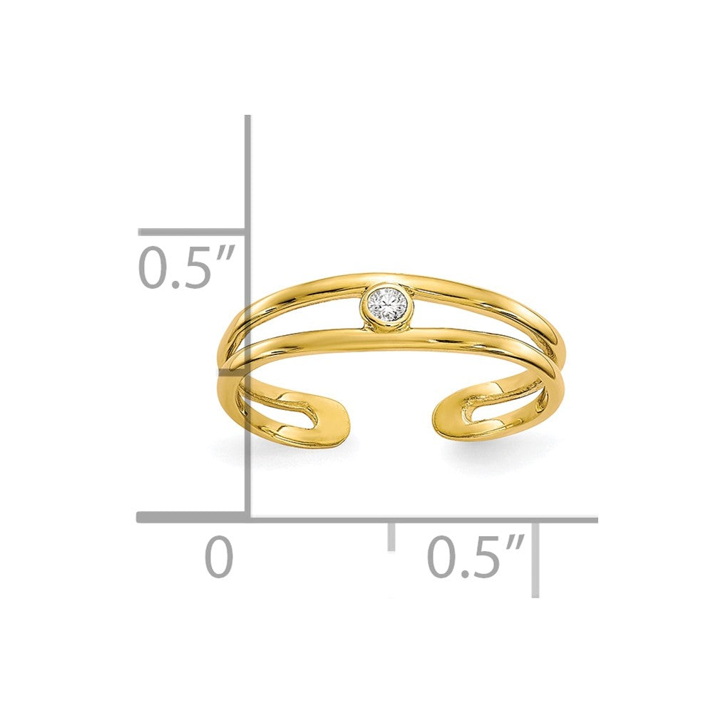 10K Yellow Gold Cz Toe Ring