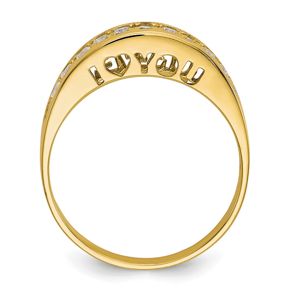 10K Yellow Gold I Love You Forever Cz Ring