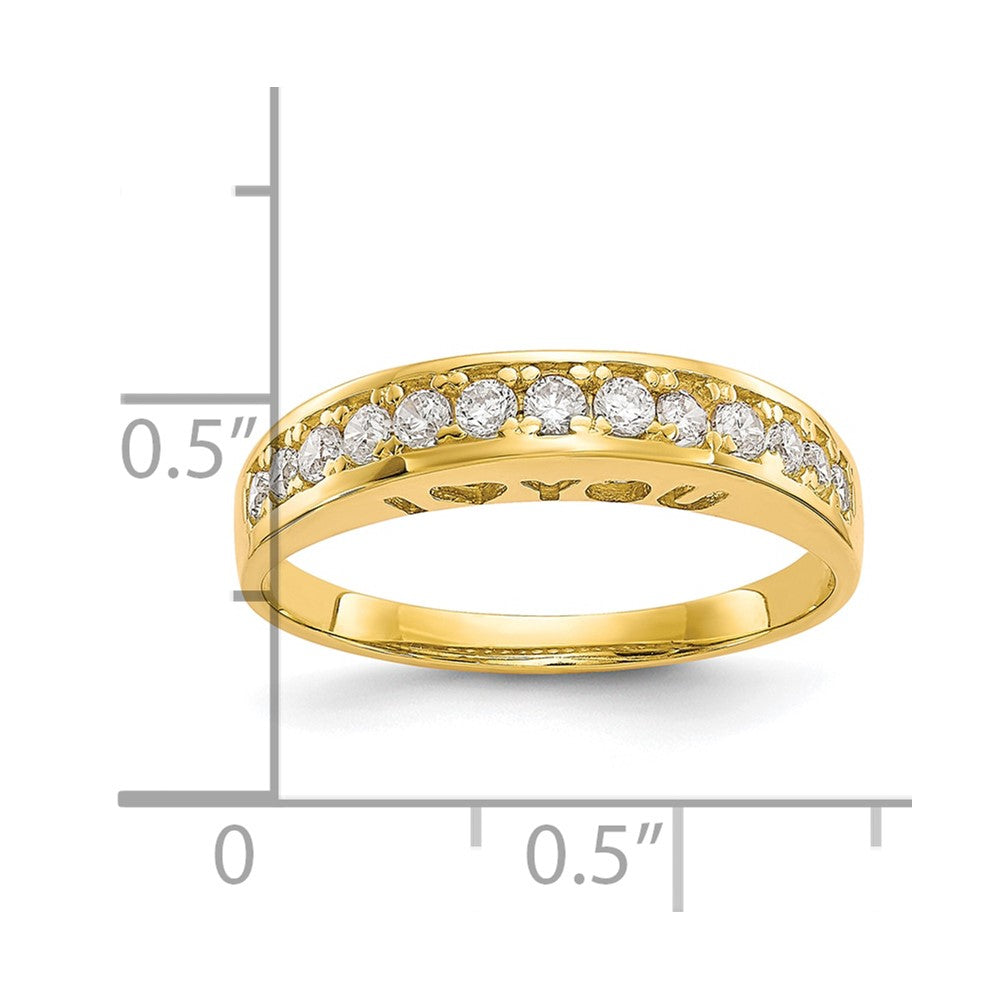 10K Yellow Gold I Love You Forever Cz Ring