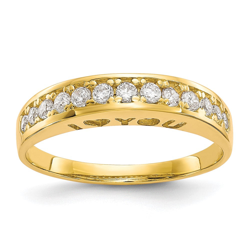 10K Yellow Gold I Love You Forever Cz Ring