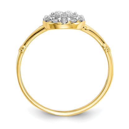 10K Yellow Gold Cz Cluster Ring