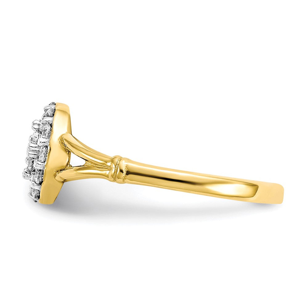 10K Yellow Gold Cz Cluster Ring