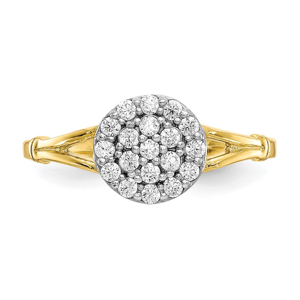 10K Yellow Gold Cz Cluster Ring