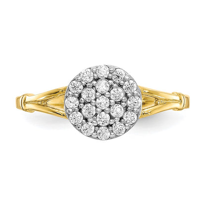 10K Yellow Gold Cz Cluster Ring