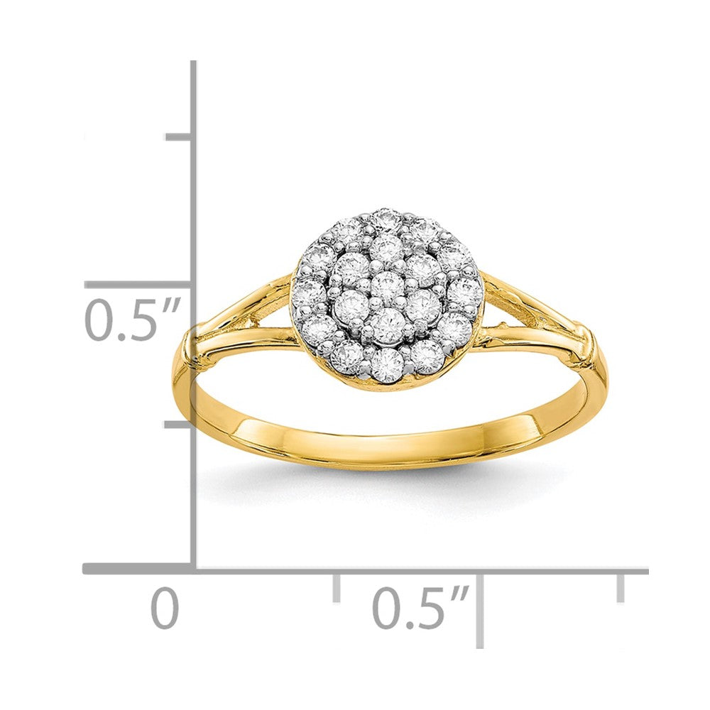 10K Yellow Gold Cz Cluster Ring