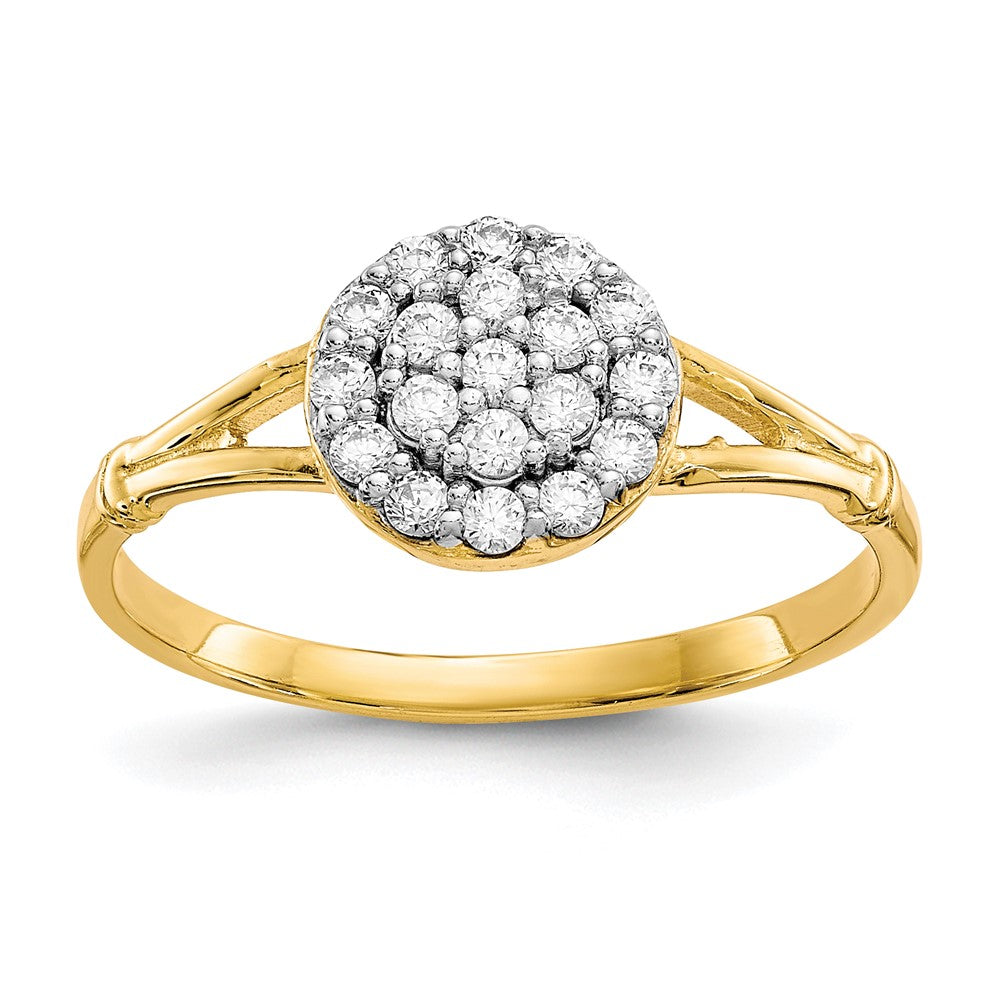10K Yellow Gold Cz Cluster Ring