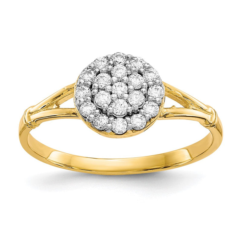 10K Yellow Gold Cz Cluster Ring
