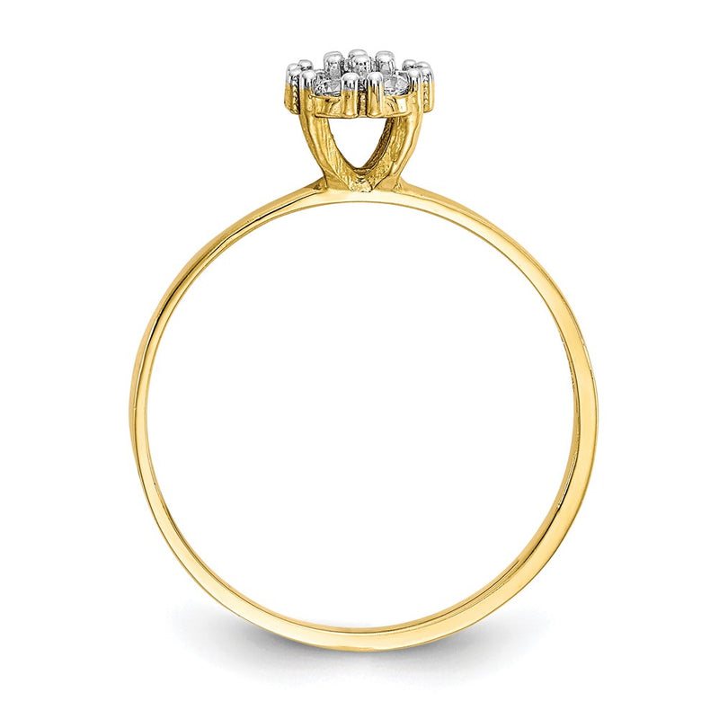 10K Yellow Gold Cz Cluster Promise Ring