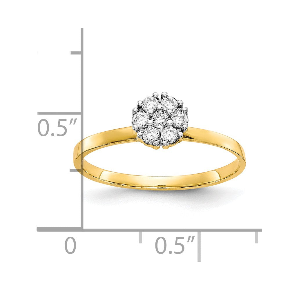 10K Yellow Gold Cz Cluster Promise Ring