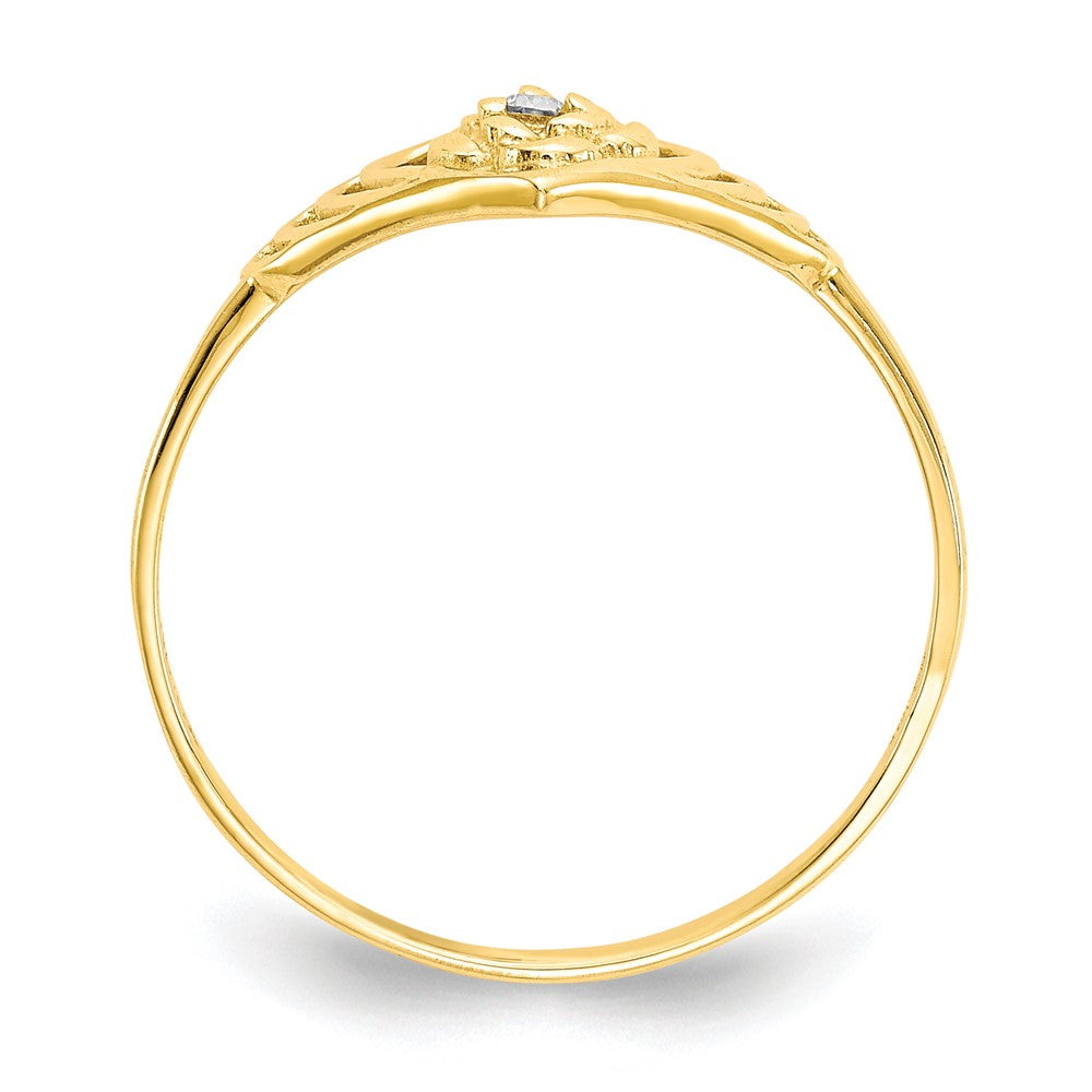 10K Yellow Gold Cz Heart Ring