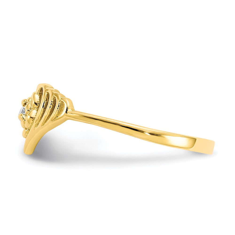 10K Yellow Gold Cz Heart Ring