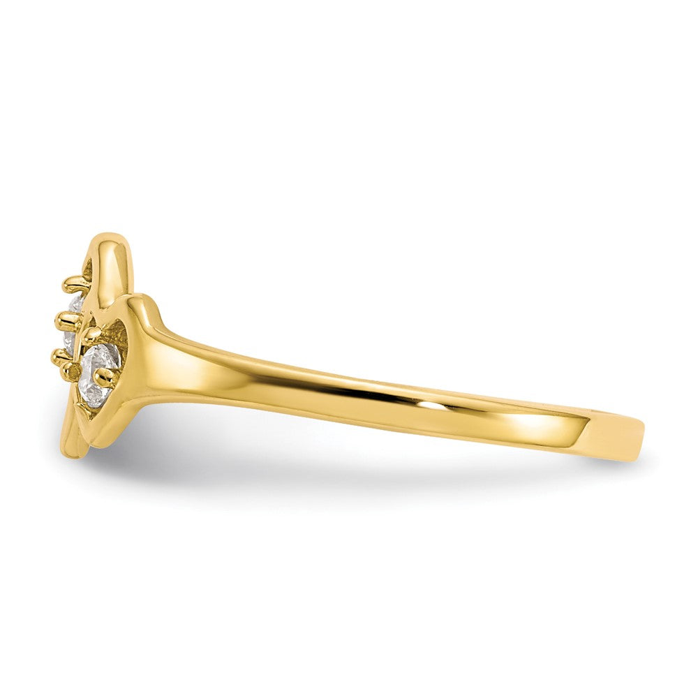 10K Yellow Gold Double Heart Cz Ring