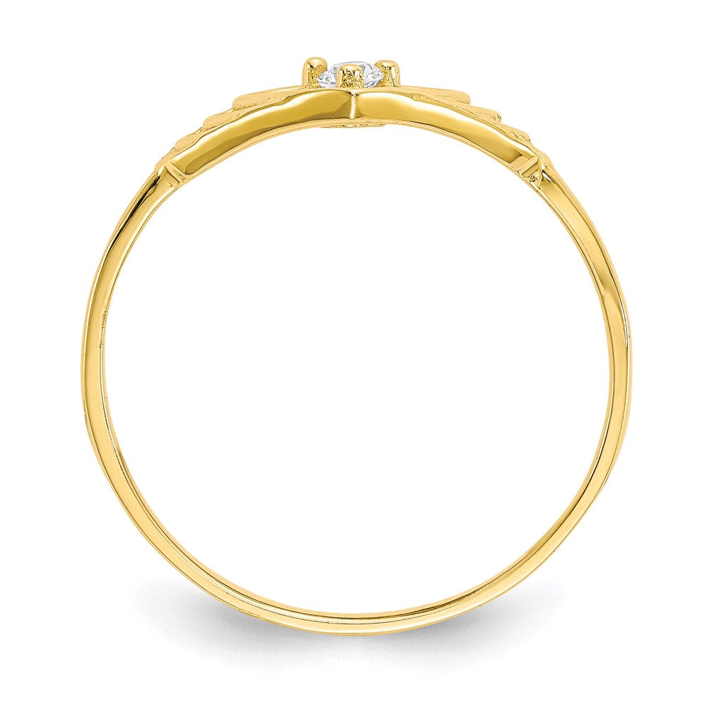 10K Yellow Gold Cz Heart Ring