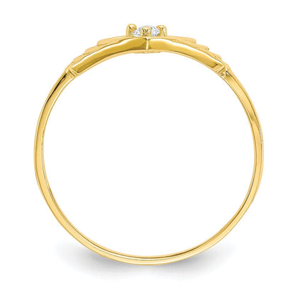 10K Yellow Gold Cz Heart Ring