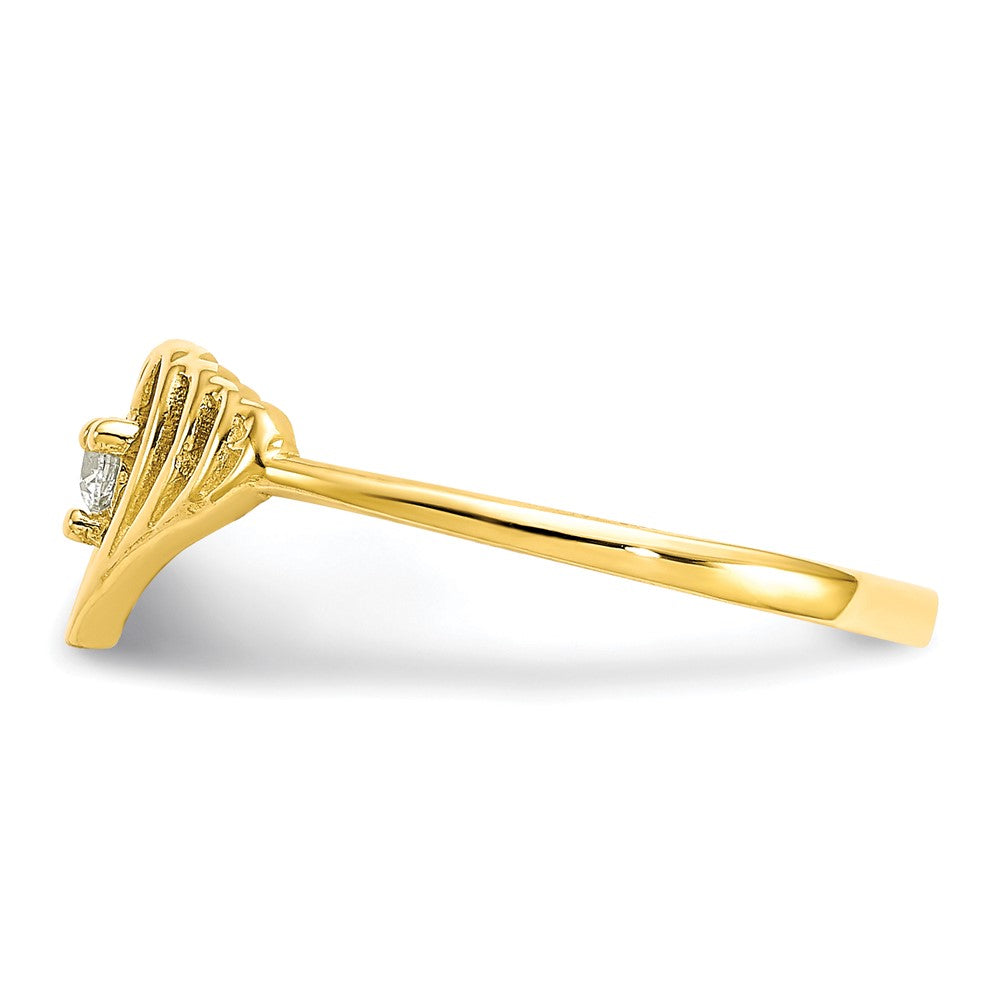 10K Yellow Gold Cz Heart Ring