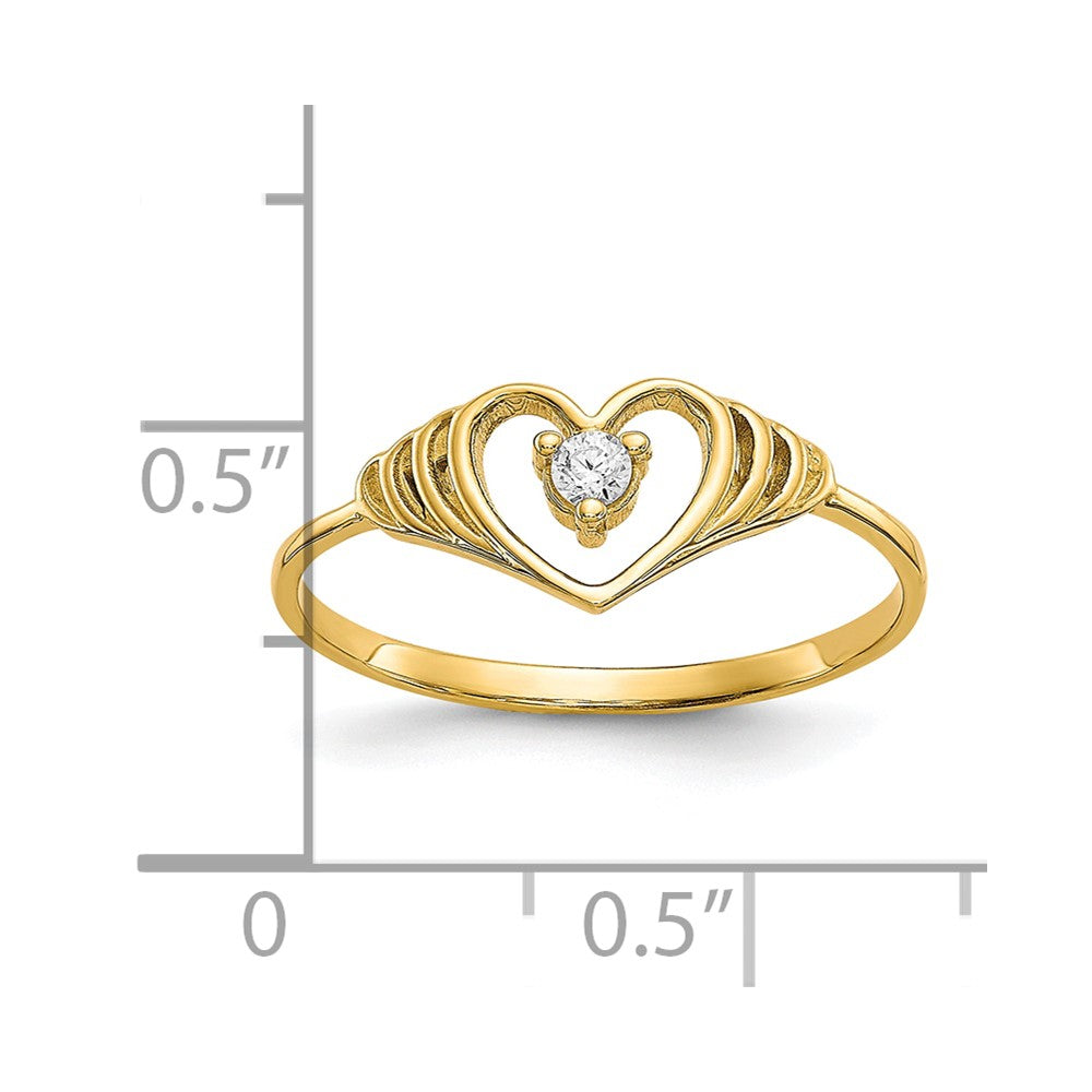 10K Yellow Gold Cz Heart Ring