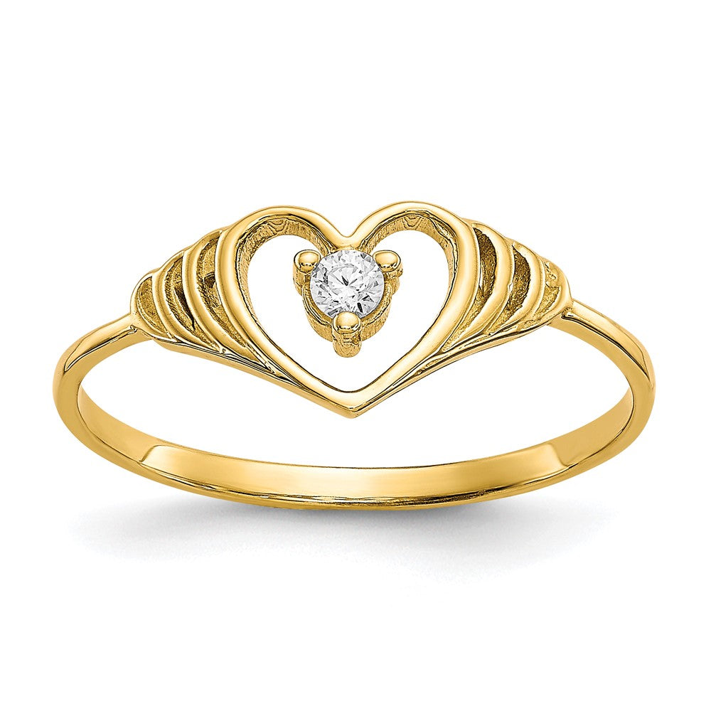 10K Yellow Gold Cz Heart Ring