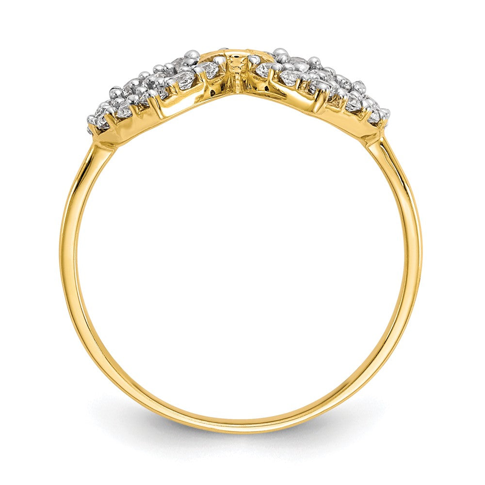 10K Yellow Gold Double Heart Cz Ring