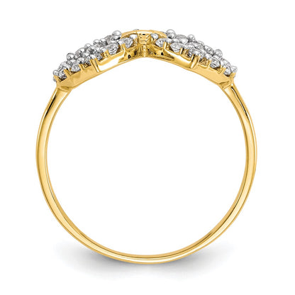 10K Yellow Gold Double Heart Cz Ring