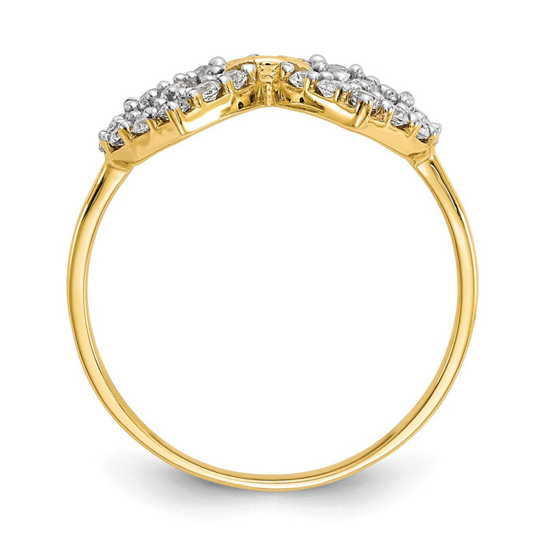 10K Yellow Gold Double Heart Cz Ring