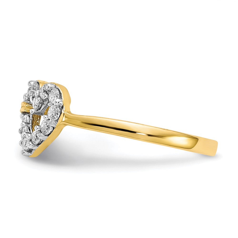 10K Yellow Gold Double Heart Cz Ring
