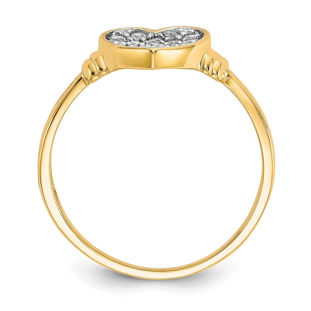 10K Yellow W/Rhodium 10K Cz Heart Ring