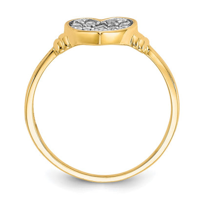 10K Yellow W/Rhodium 10K Cz Heart Ring