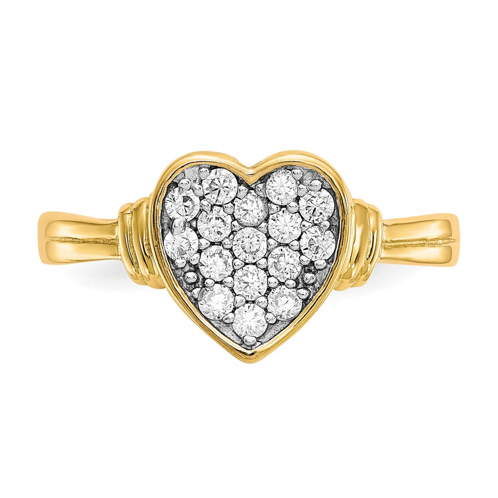 10K Yellow W/Rhodium 10K Cz Heart Ring