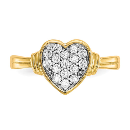 10K Yellow W/Rhodium 10K Cz Heart Ring