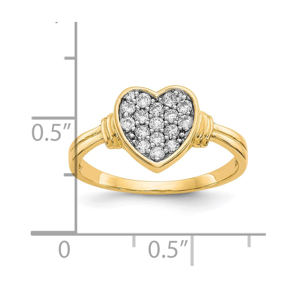 10K Yellow W/Rhodium 10K Cz Heart Ring