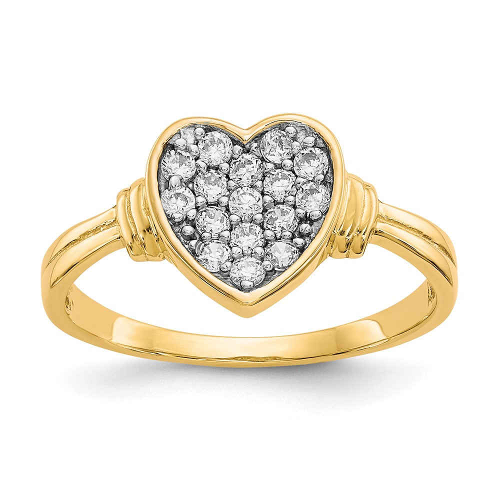 10K Yellow W/Rhodium 10K Cz Heart Ring