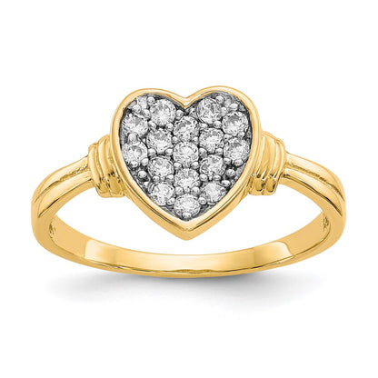 10K Yellow W/Rhodium 10K Cz Heart Ring