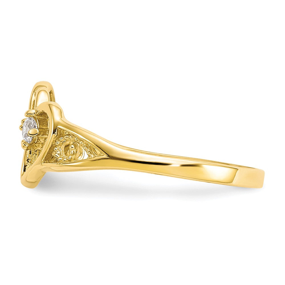 10K Yellow Gold Double Heart Cz Ring