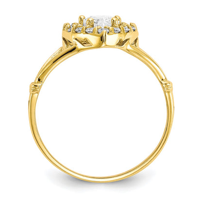 10K Yellow Gold Cz Heart Ring