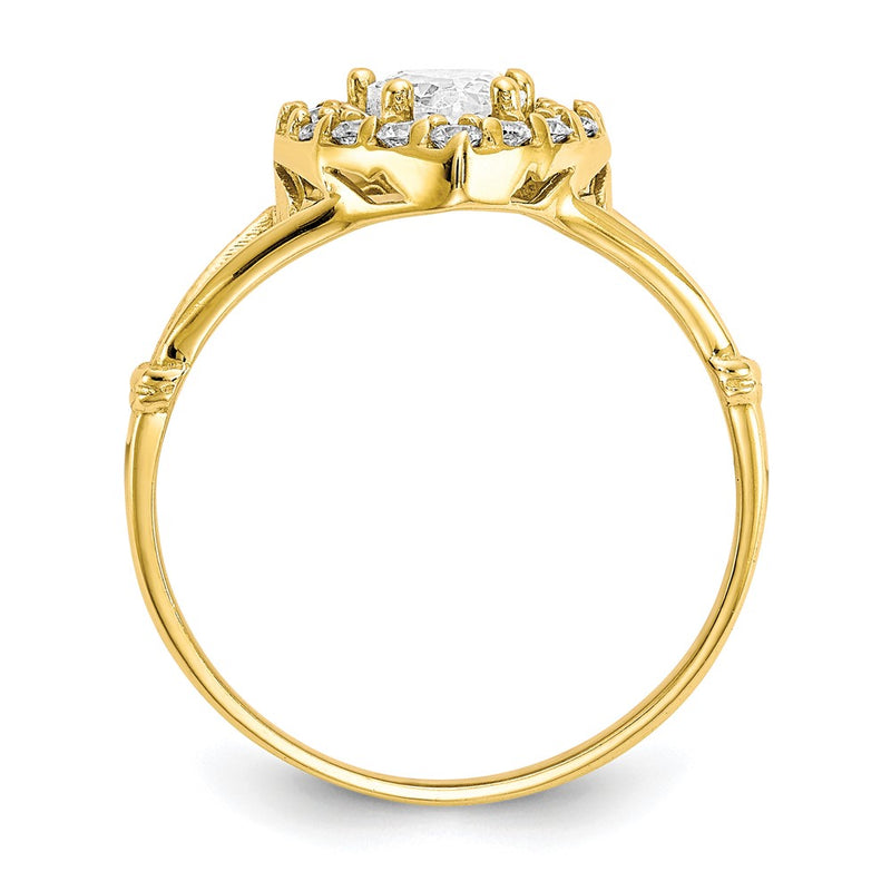 10K Yellow Gold Cz Heart Ring