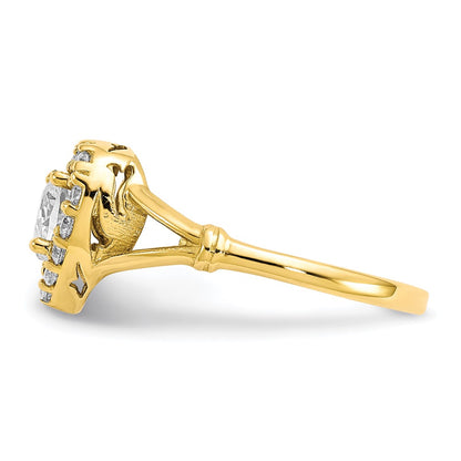 10K Yellow Gold Cz Heart Ring
